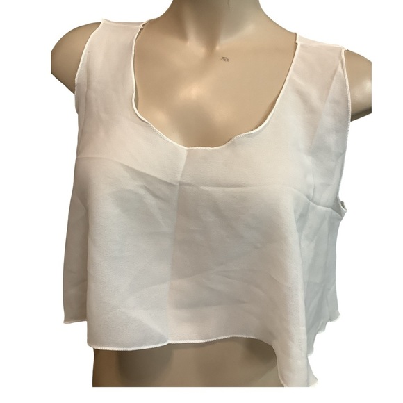 Zuliana sheer crop white sleeveless crop top Made in USA. New With Tags - Picture 1 of 4
